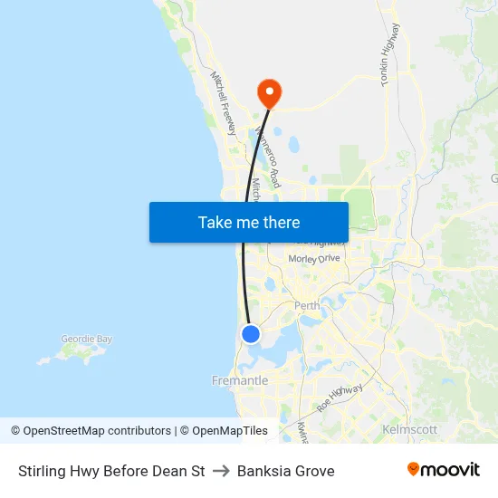 Stirling Hwy Before Dean St to Banksia Grove map