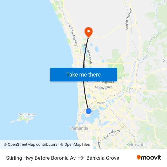 Stirling Hwy Before Boronia Av to Banksia Grove map