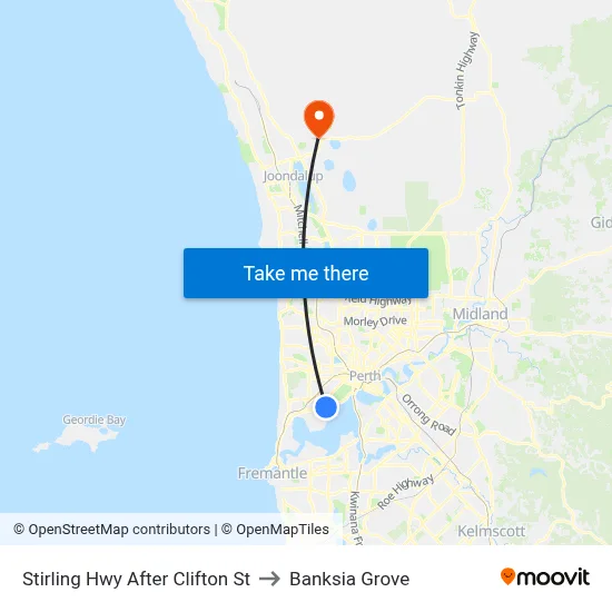 Stirling Hwy After Clifton St to Banksia Grove map
