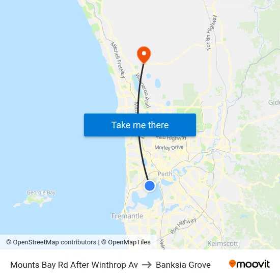 Mounts Bay Rd After Winthrop Av to Banksia Grove map