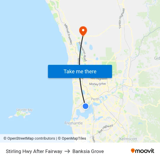 Stirling Hwy After Fairway to Banksia Grove map