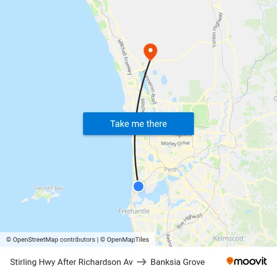Stirling Hwy After Richardson Av to Banksia Grove map