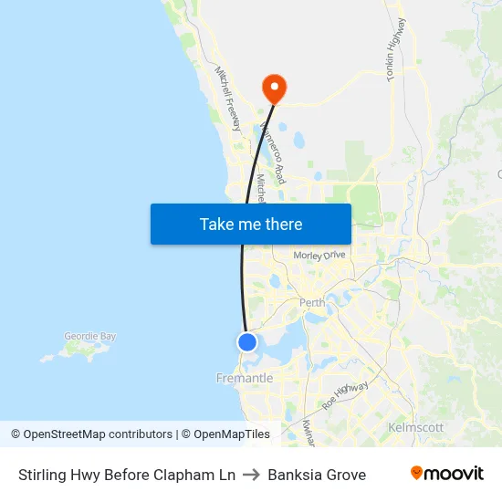 Stirling Hwy Before Clapham Ln to Banksia Grove map