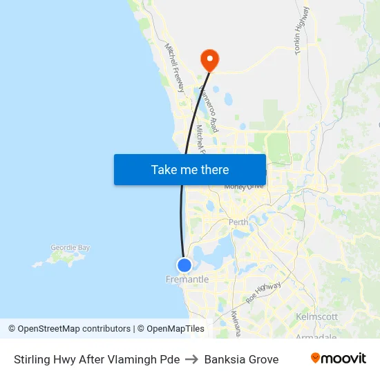 Stirling Hwy After Vlamingh Pde to Banksia Grove map