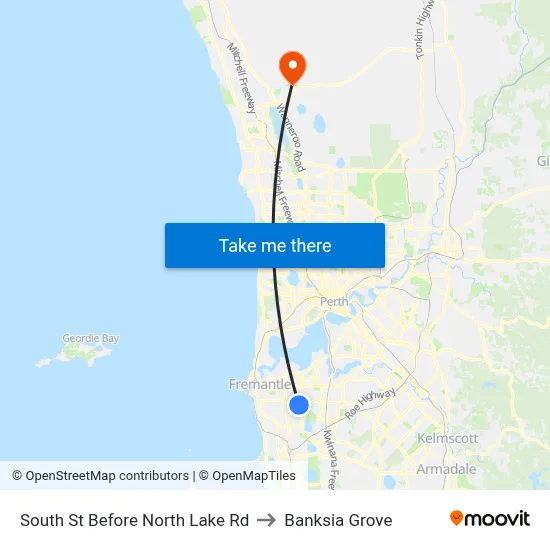 South St Before North Lake Rd to Banksia Grove map
