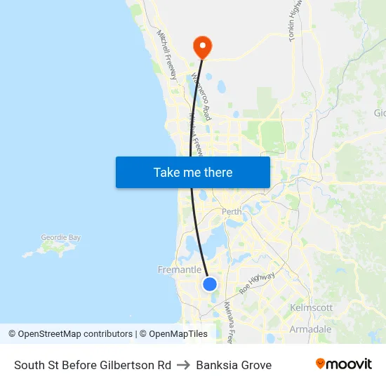 South St Before Gilbertson Rd to Banksia Grove map
