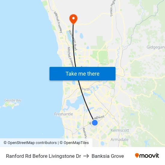 Ranford Rd Before Livingstone Dr to Banksia Grove map