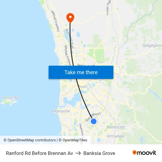 Ranford Rd Before Brennan Av to Banksia Grove map