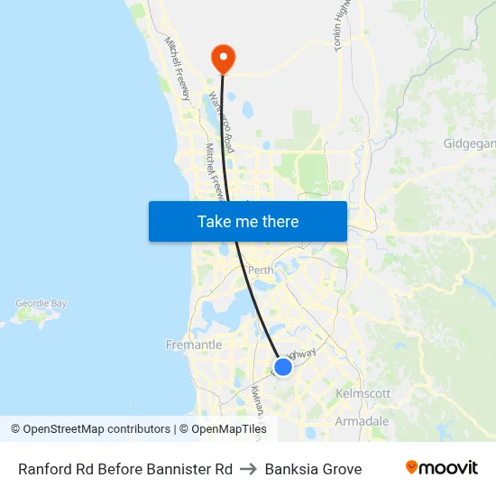 Ranford Rd Before Bannister Rd to Banksia Grove map