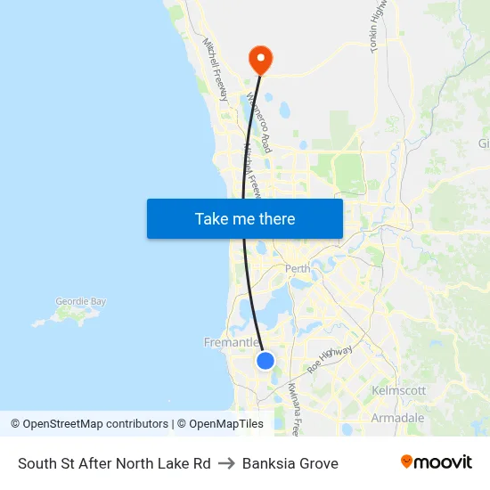 South St After North Lake Rd to Banksia Grove map