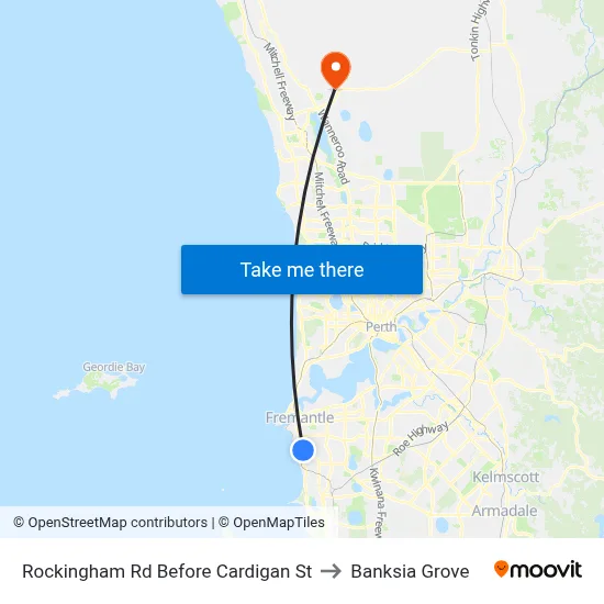 Rockingham Rd Before Cardigan St to Banksia Grove map