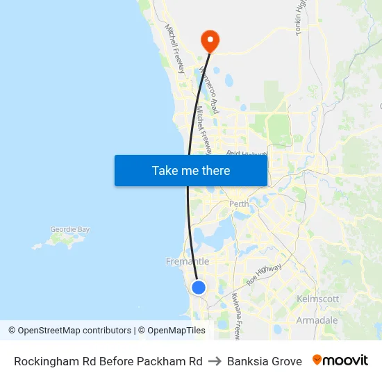 Rockingham Rd Before Packham Rd to Banksia Grove map
