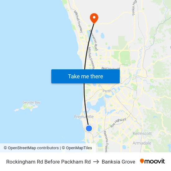 Rockingham Rd Before Packham Rd to Banksia Grove map