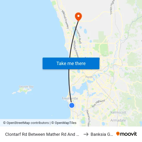 Clontarf Rd Between Mather Rd And Parnell Rd to Banksia Grove map