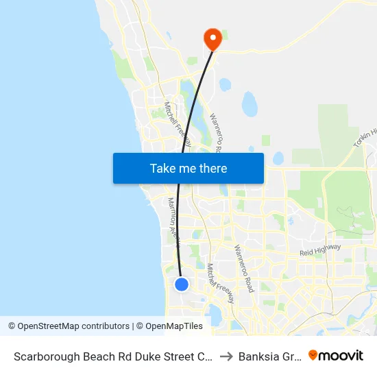 Scarborough Beach Rd Duke Street Cat Id 15 to Banksia Grove map