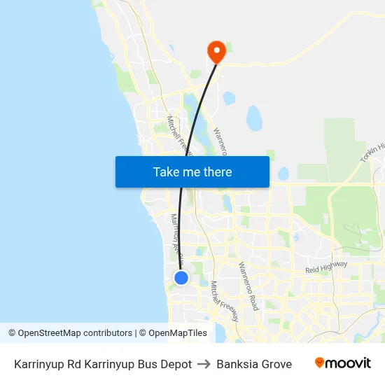 Karrinyup Rd Karrinyup Bus Depot to Banksia Grove map