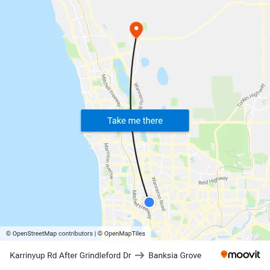 Karrinyup Rd After Grindleford Dr to Banksia Grove map