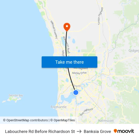 Labouchere Rd Before Richardson St to Banksia Grove map