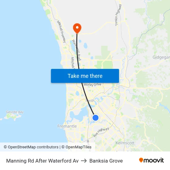 Manning Rd After Waterford Av to Banksia Grove map