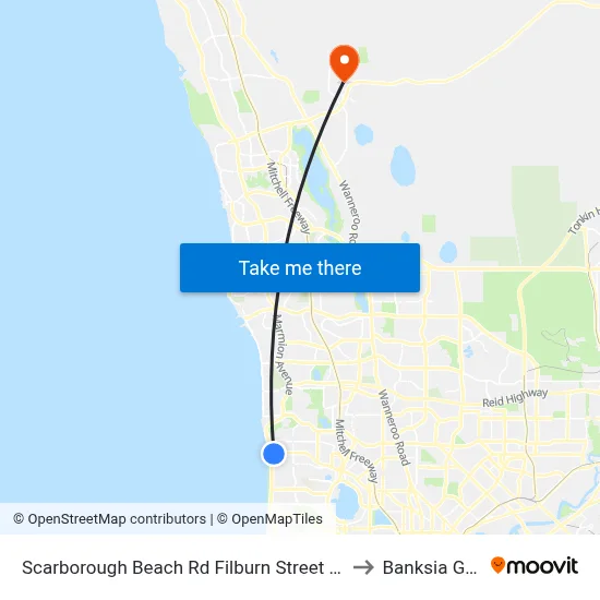 Scarborough Beach Rd Filburn Street Cat Id 21 to Banksia Grove map