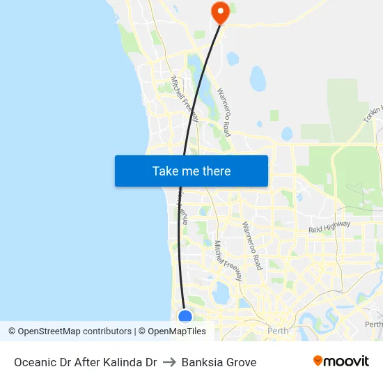 Oceanic Dr After Kalinda Dr to Banksia Grove map