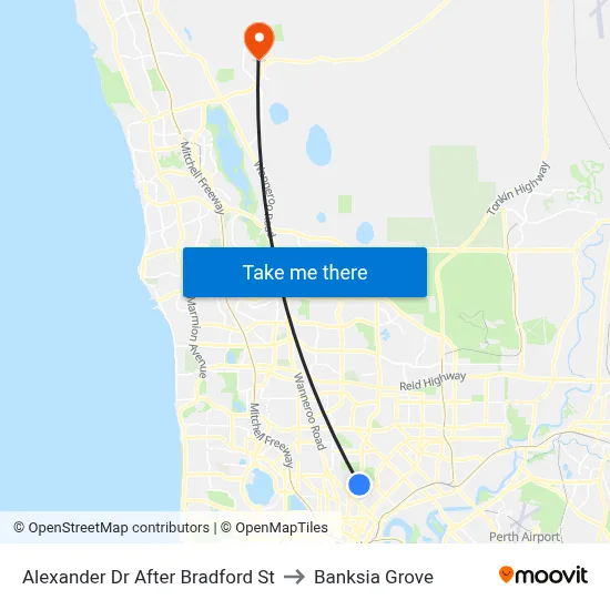 Alexander Dr After Bradford St to Banksia Grove map