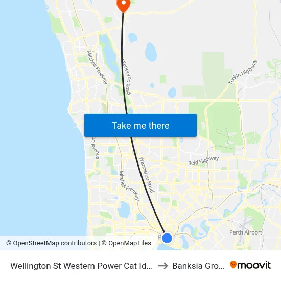 Wellington St Western Power Cat Id 68 to Banksia Grove map