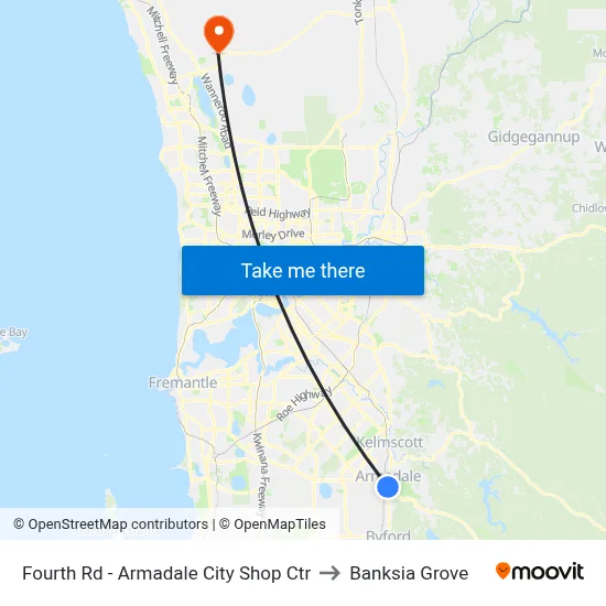 Fourth Rd - Armadale City Shop Ctr to Banksia Grove map