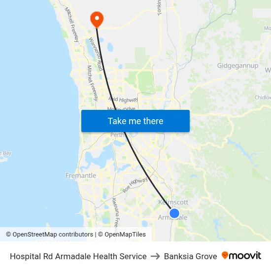 Hospital Rd Armadale Health Service to Banksia Grove map