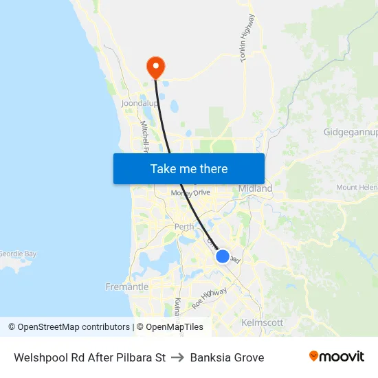 Welshpool Rd After Pilbara St to Banksia Grove map