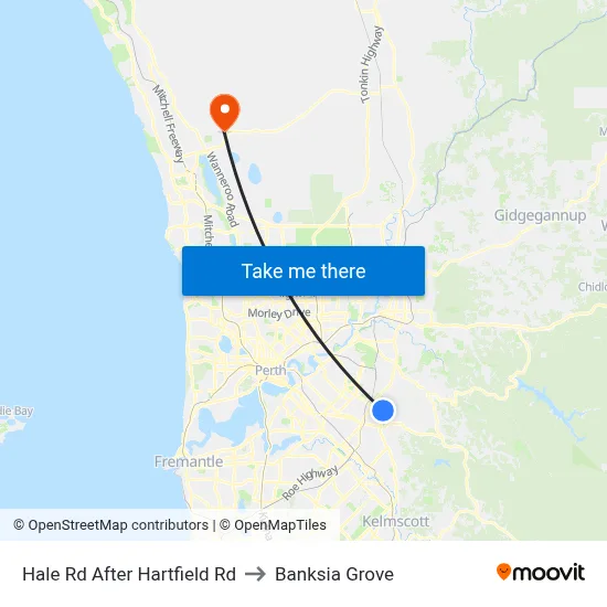 Hale Rd After Hartfield Rd to Banksia Grove map