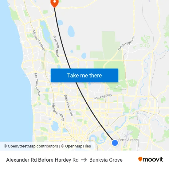 Alexander Rd Before Hardey Rd to Banksia Grove map