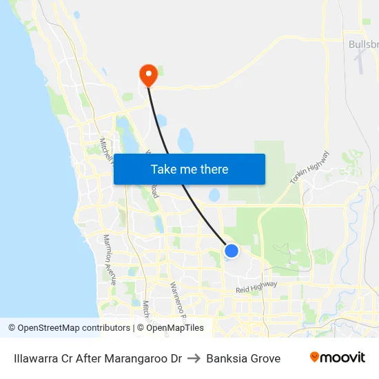 Illawarra Cr After Marangaroo Dr to Banksia Grove map