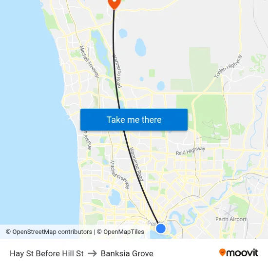 Hay St Before Hill St to Banksia Grove map