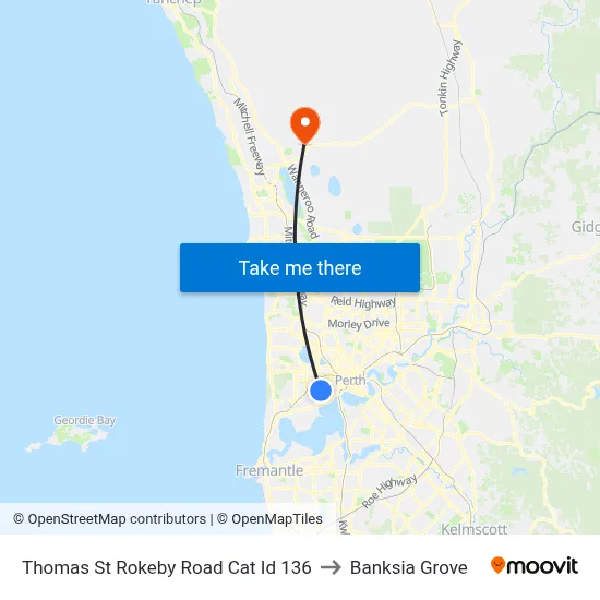 Thomas St Rokeby Road Cat Id 136 to Banksia Grove map