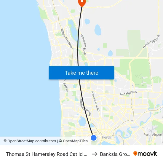 Thomas St Hamersley Road Cat Id 139 to Banksia Grove map