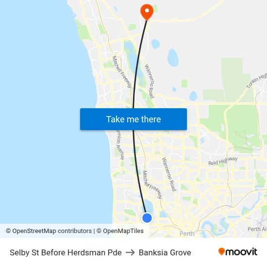 Selby St Before Herdsman Pde to Banksia Grove map