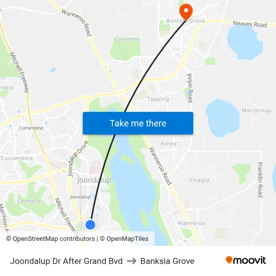 Joondalup Dr After Grand Bvd to Banksia Grove map
