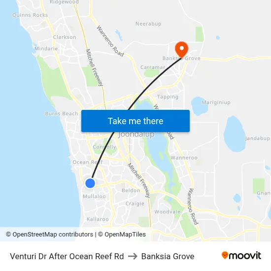 Venturi Dr After Ocean Reef Rd to Banksia Grove map
