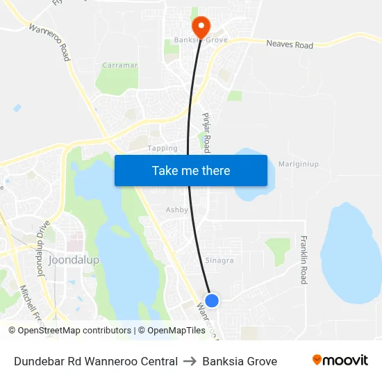 Dundebar Rd Wanneroo Central to Banksia Grove map