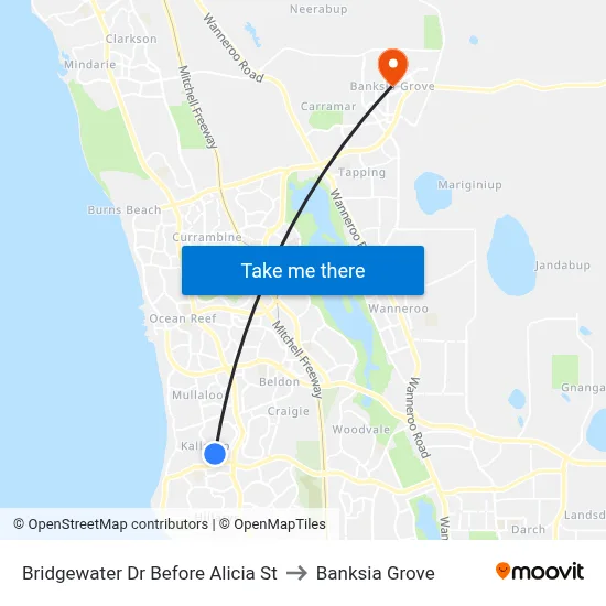 Bridgewater Dr Before Alicia St to Banksia Grove map