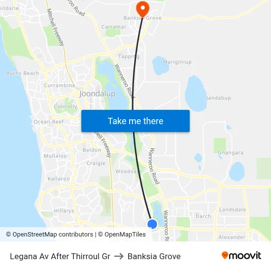 Legana Av After Thirroul Gr to Banksia Grove map