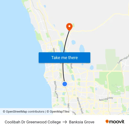Coolibah Dr Greenwood College to Banksia Grove map