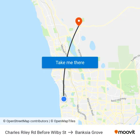 Charles Riley Rd Before Wilby St to Banksia Grove map