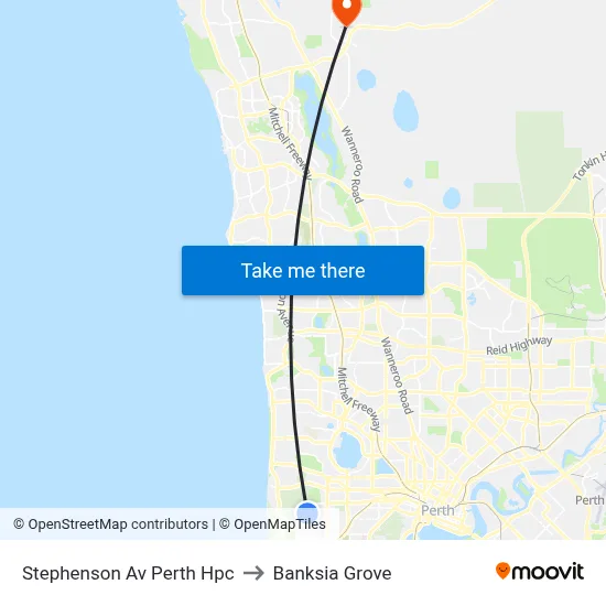 Stephenson Av Perth Hpc to Banksia Grove map