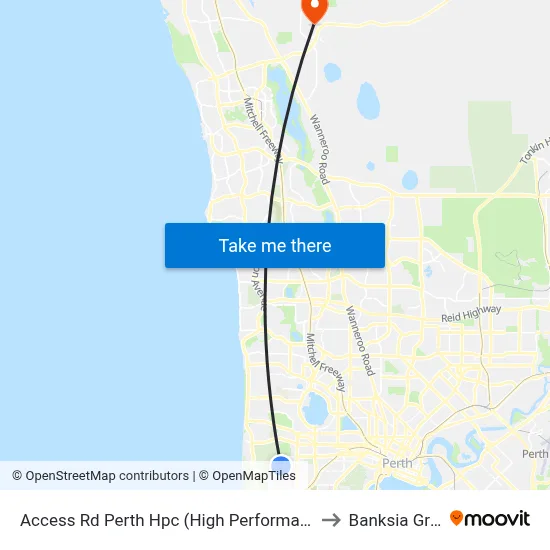 Access Rd Perth Hpc (High Performance Ctr) to Banksia Grove map