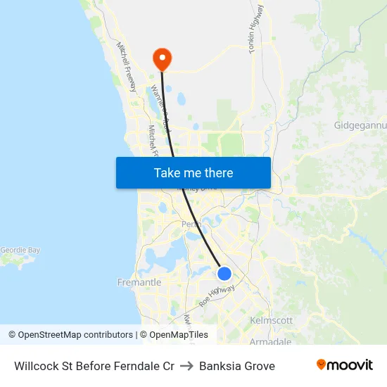 Willcock St Before Ferndale Cr to Banksia Grove map