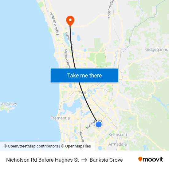 Nicholson Rd Before Hughes St to Banksia Grove map