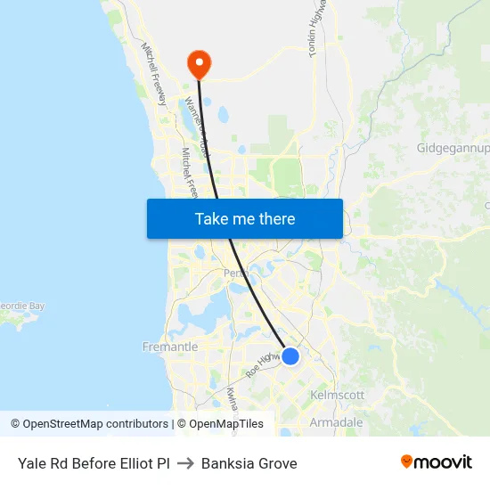 Yale Rd Before Elliot Pl to Banksia Grove map