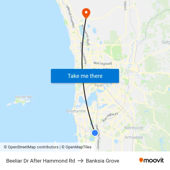 Beeliar Dr After Hammond Rd to Banksia Grove map